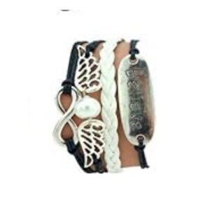 Handmade Braided Multi Layers Vintage Woven Rope Woven Leather Alloy Owl Bangle